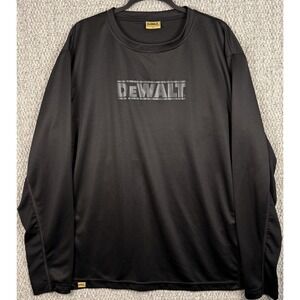DeWalt Performance Long Sleeve Shirt Mens XL Black Moisture Wicking Work Tee